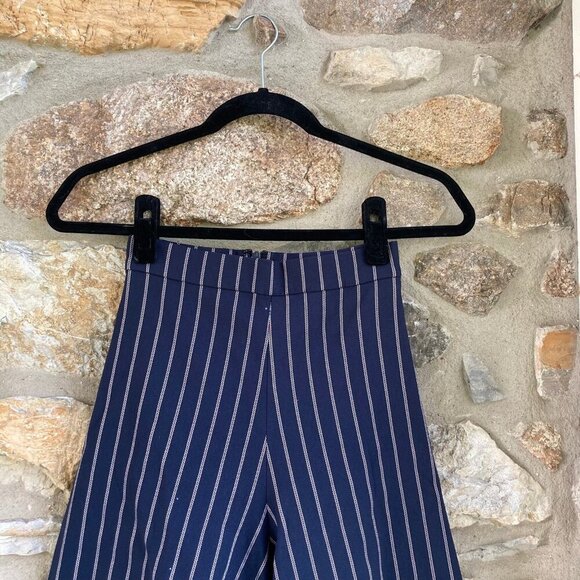 Nicholas Wide Leg High Waist Harper Culottes MSRP $395 Navy Pinstripe - Picture 5 of 12